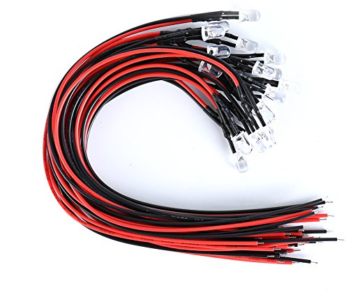 LAOMAO 20x 3mm LEDs mit 20cm Kabel 12 Volt DC/Led fertig verkabelt (3mm, Orange)