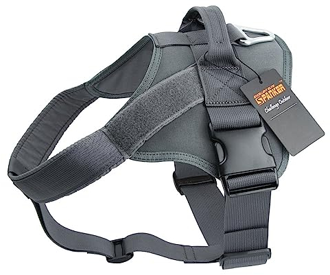 EXCELLENT ELITE SPANKER Hundegeschirr Taktisches Hundegeschirr Ausbildung Service Dog Weste Arbeiten hundegeschirr verstellbar Hund Weste Für Mittelgroße Und Große Hunde(Gry-L)
