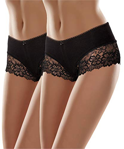 Merry Style Damen Boxershorts aus Baumwolle mit Spitze atmungsaktive Unterhose mit längerem Bein weiche Damen Unterwäsche MSGAB107