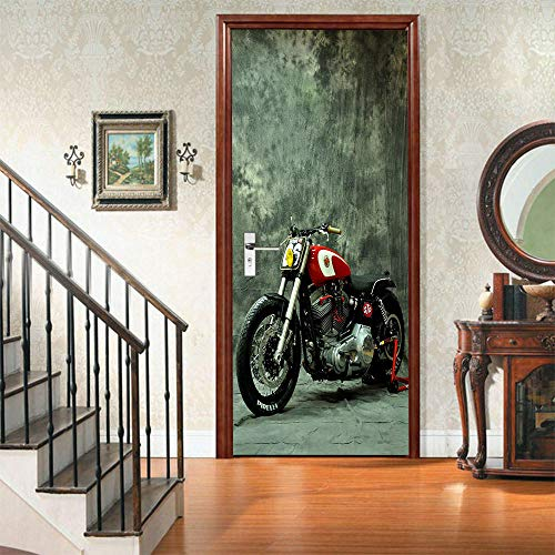 XXXCH 3D Tür Tapete -Kreativität für Motorräder 80x200cm Türtapete selbstklebend TürPoster - Fototapete Türfolie Poster Tapete Meer Aufkleber DIY Selbstklebende Wandbild PVC Wasserdichte Tapete