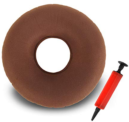 Anyingkai Uppblåsbar sittkudde, munkkudde, ortopedisk, uppblåsbar sittdyna, ortopedisk, hemorrojder, sittdyna, sittmunk, stolkudde, rund, ortopedisk sittdyna (brun)