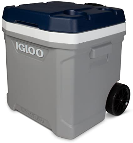 Igloo Kühlbox Maxcold Latitude, 56 L, große passive Thermobox mit Rollen und Teleskopgriff, nicht elektrisch, für Camping, Angeln, Boot und Festival