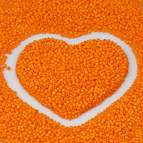 2mm Orange Seed Beads for Jewelry Making 110 Grams About 9800pcs,12/0 Glass Craft Beads for Making Earrings, Bracelets, Pendants, Waist Jewelry, DIY Handmade Seed Beads(Orange)