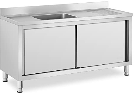 Royal Catering RC-IKS02 Spülenschrank 1 Becken Edelstahl 500 x 400 x 240 mm Spülenunterschrank Spülschrank