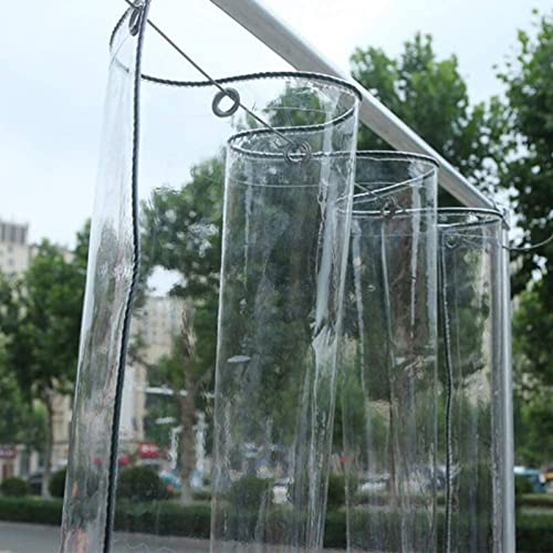 Plane Wasserdicht Transparent mit Ösen 1X2M, Durchsichtig PVC Abdeckplane, Reißfest Wetterfeste Plane für Gartenmöbel Pavillon Terrassen Gewächshaus, mit Seil