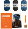 myboshi Häkelset Stirnband Okinawa, inkl. No.1 Wolle, Nadel und Anleitung, für Mützen und Strinbänder, Häkelpaket, 30% Merinowolle Blau, Grau, mit Rundstricknadel