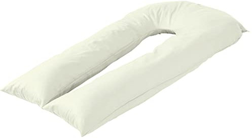 Cream 9FT U Shape Pillow Cover Case Only - Pregnancy, Nursing & Maternity Long Pillowcase Protection from Anti Dust Mite & Anti Allergey