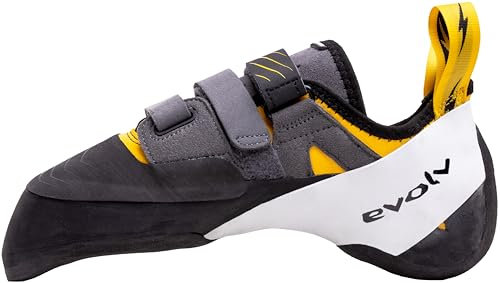 Evolv Shaman Grau - Moderner aggressiver Kletterschuh, Größe EU 39.5 - Farbe Gold - Grey - White