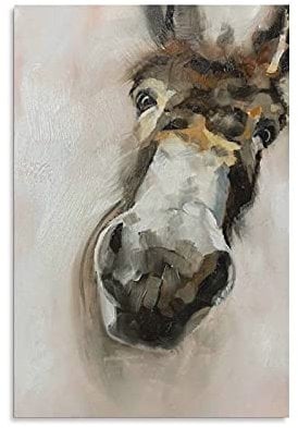 Nosey Esel dekoratives Gemälde auf Leinwand, Wandkunst, Wohnzimmer, Poster, Schlafzimmer, Gemälde ungerahmt, 60 x 90 cm