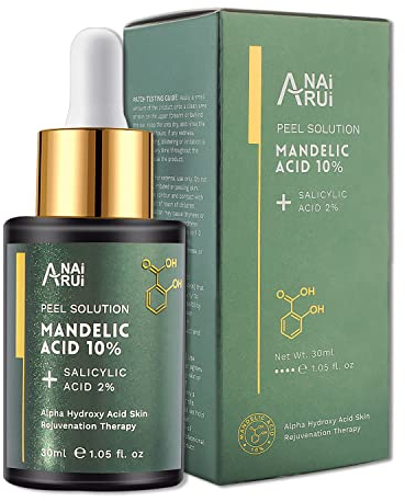ANAiRUi Mandelsäure Peeling und 2% BHA Peeling Salicylsäure Gesicht Serum mit Teebaumöl, für reduzieren dunkle Flecken, gegen Mitesser & Pickel, Poren Verkleinern, Unreine Haut - 30ml