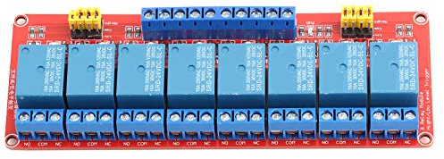 Placa de módulo de relé de 8 canales con optoacoplador, disparador alto y bajo, placa de expansión de relé optoacoplador de 8 vías, 5V/12V/24V (24 V)