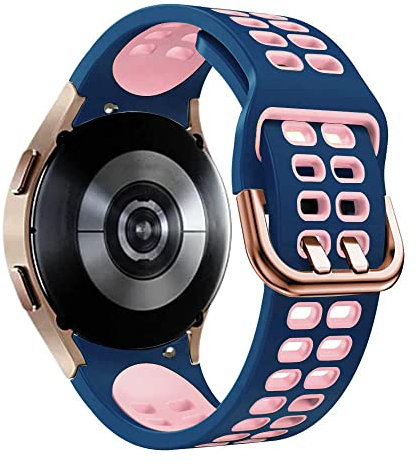 Cinturino Sportivo Compatibile per Samsung Galaxy Watch 6/5/4 40mm 44mm/Watch 5 Pro 45mm/Watch 6 Classic 43mm 47mm/Watch 4 Classic 46mm 42mm,41mm Cinturino di Ricambio in Morbido Silicone,Rosa Blu