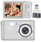 Digital Camera,30MP 18X Digital Zoom Vlogging Camera for YouTube with 32G Memory Card,Digital Cameras for Photography with 2 Batteries,Rechargeable Cameras for Kids/Adult/Elderly/Beginners Silver