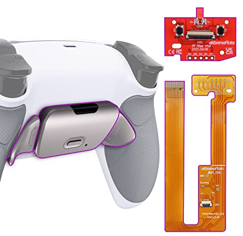 eXtremeRate RISE Remap Kit Programmabile per ps5 Controller BDM-030/040/050,Palette in Metallo Tasti Pulsanti Aggiuntivi Back Button Cover Posteriore per ps5 Joystick-Bianco Grip