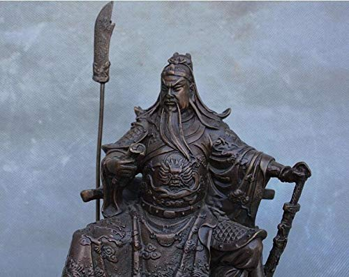 AAOCLO Heimdekoration Feng Shui Statue Kupfer Satue China Reine Bronze Kupfer Guan Gong Yu Krieger Gott Kwan Kung Pavillon Ares Statue Feng Shui Dekor Ornamente Statuen