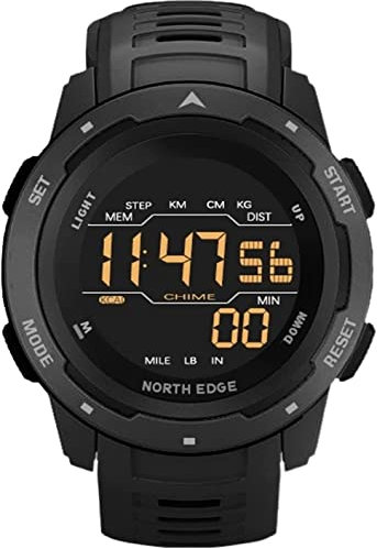 GABLOK Smartwatches Cronografo Orologio vintage da uomo 50 m, resistente alla pioggia, cinturino in PU, stile casual, sportivo, digitale, orologio elettronico (colore: nero1, taglia: 1)