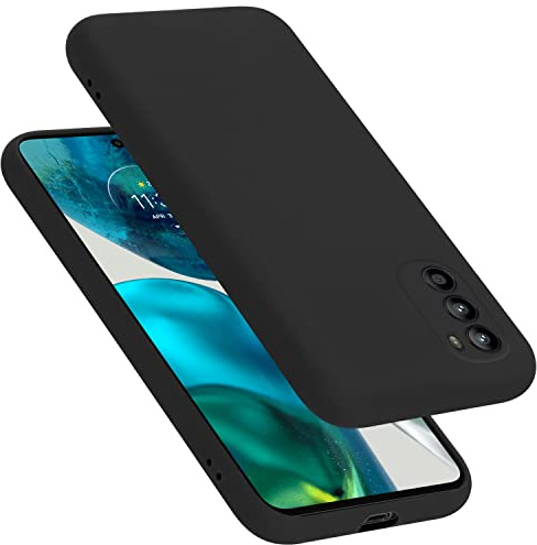 Cadorabo Hülle kompatibel mit Motorola Moto G52 4G / G82 5G Hülle Silikon Handyhülle für Moto G52 4G / G82 5G Case aus flüssigem Silikon- Kratzfeste dünne TPU Schutzhülle - Liquid SCHWARZ