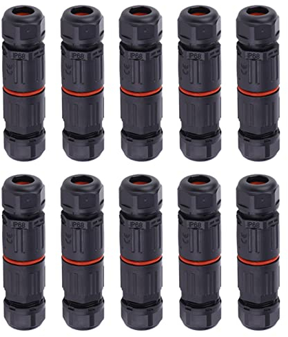 Connecteur étanche, 10 Pièces Câble électrique Prise Extérieure Connecteur 3 Broches IP68 étanche, Raccords de Conduit