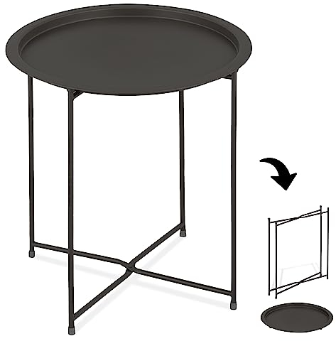 SILKMARKS® Beistelltisch für In- und Outdoor - Klappbarer Gartentisch 2. Wahl - Terrassentisch in vielen schönen Farben - Grilltisch Kaffeetisch (Schwarz)