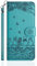 Butnyeoe Handyhülle für iPhone 13,Zaunkatzen Klappbar Hülle,Geprägtes PU Leder Wallet Schutzhülle Tasche Flip Case,Magnetische Klapphülle mit Kartenfach Standfunktion,Blau Grün
