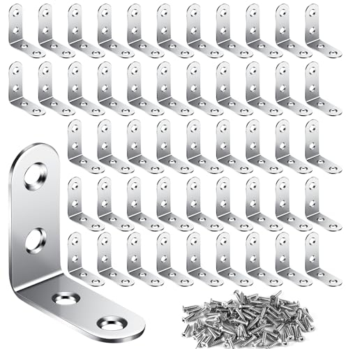 50 Stück Winkelverbinder, (40mm×40mm×16mm))Edelstahl Winkel L Klammern Eckwinkel Mit Schrauben Wird für die Installation,Schraube für Anbau Winkel Bracket Möbel Tabelle Stuhl Bücherregal