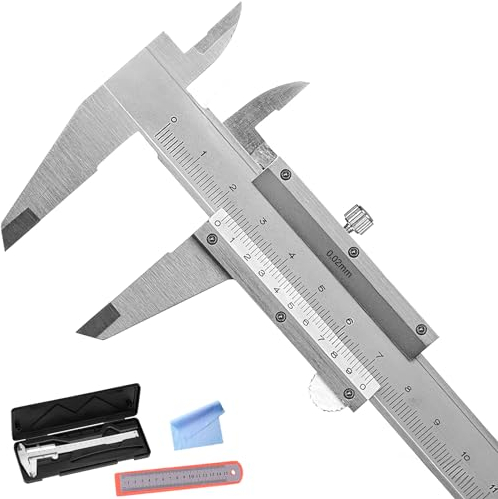 HATANSE Nonius Messschieber 150 mm Schieblehre Kohlenstoffstahl Messschieber Analog Mit 15cm Stahlmaßstab und Reinigungstuch für Haushalt und Industrie Messung