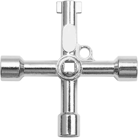 Tabanzhe 5-in-1 Multi-Function Plumbing Key - Radiator Key,Gas Meter Box Key Key for UK Electric and Gas Heating Systems, Zinc Alloy Water Tap Faucet Open-Key Wrench, Multi-Function Key