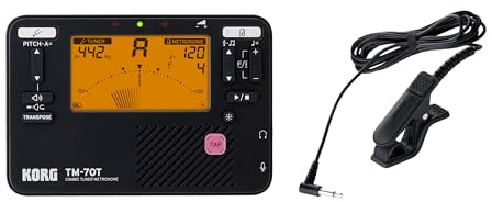 Korg TM70 Kombiniertes Metronom und chromatisches Stimmgerät mit Kontaktmikrofon – Schwarz
