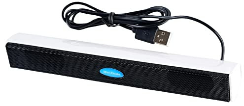 Okiyakusama Haut-Parleur D'ordinateur Portable Alimenté par USB, Caisson de Basses Stéréo, Mini Barre de Son pour PC, Espace de Bureau Extérieur, Blanche