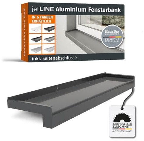 HausFux jetLINE Außenfensterbank nach Maß, Anthrazit (16,5 x 60 cm) | Aluminium-Außenfensterbank nach Maß – passgenau, wetterfest und individuell konfigurierbar für Neubau und Renovierung
