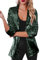 EFOFEI Damen Glitter Sparkly Classic Mantel Revers Langarm Pailletten Anzug Sommer Slim Pailletten Jacke Dunkelgrün XXL