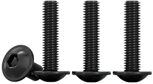 Drenky Flanged Button Head Screws M5 X 25mm Black Socket Flanged Button Screws 304 Stainless Steel Hexagon Socket Pan Head Machine Screw Fully Thread, Rustproof (Pack of 20)