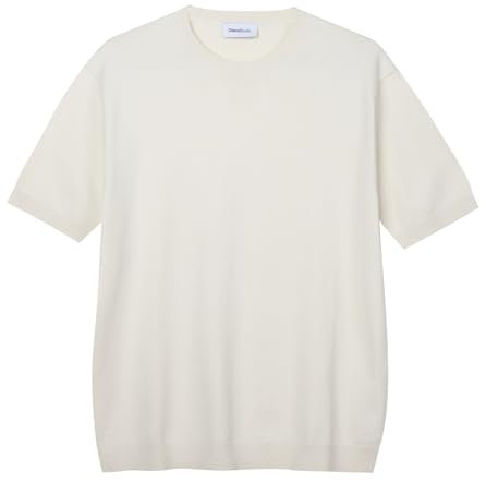 Diana Studio, T-Shirt in Maglia - Uomo, Cotone, Maniche corte, Casual Fit, Bianco Ecru, M