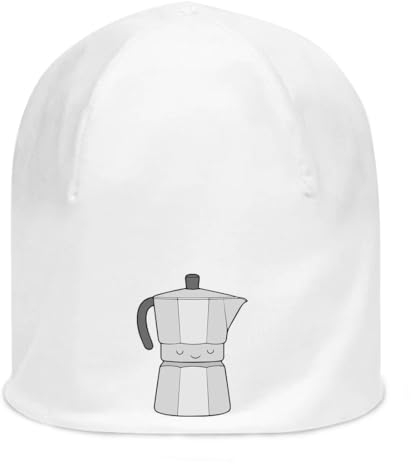Cute Sleeping Coffee Percolator Unisex Thin Cotton Stretchy White Slouch Beanie White