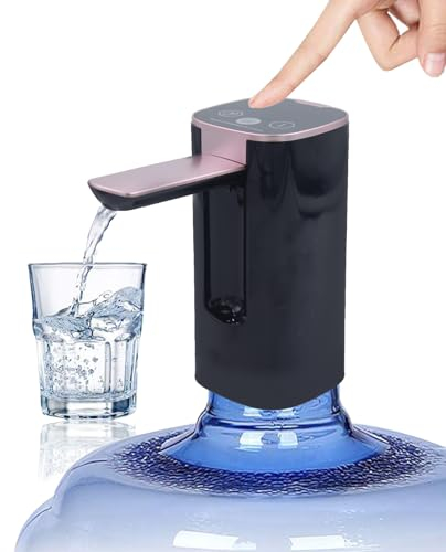 HUAPPNIO Intelligente Wasserpumpe für 5 Gallonen Flasche, elektrisch, Faltbarer Auslauf, 3 Feste Wasserdurchflussmengen, mit LCD-Bildschirm, Fingerabdrucksperre (Schwarz)