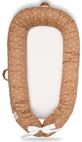 EAQ Baby Lounger Baby Nest for Co Sleeping Baby Bassinet Soft Breathable Perfect for Newborn Gift 100% Cotton Napping or Traveling for 0-12 Months (Brown)