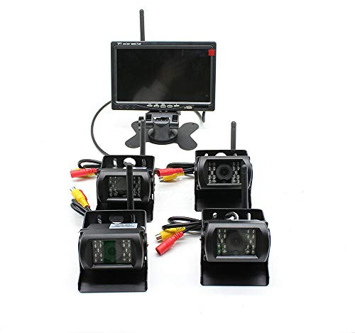 Rückfahrkamera Kabellos Auto Rückfahrkamera Wohnmobil Wohnwagen Rückfahrkameras Nachrüsten Kabelloses Rückfahrkamera-System mit 7 Zoll LCD Monitor Wasserdicht Nachtsicht Rückspiegel Einparkhilfe