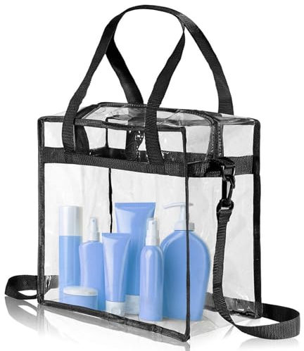 Fahibin Transparent Tragetasche,Durchsichtige Tragetasche für Frauen,Transparente durchsichtige Tasche Für Fußballspiele, Arbeit, Schule, Fitnessstudio