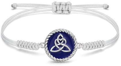 JENDEAR SHINE Bracelet Noeud Celtique pour Femme, Pendentif en émail en Argent 925, Chaîne de Corde Réglable Faite à la Main, Cadeaux de Bijoux pour Femme