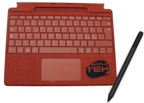 SIMPLETEK - Tastiera rimovibile con penna per Surface Pro 8/9/X, layout QWERTY Nordico, trackpad esteso e aggancio magnetico