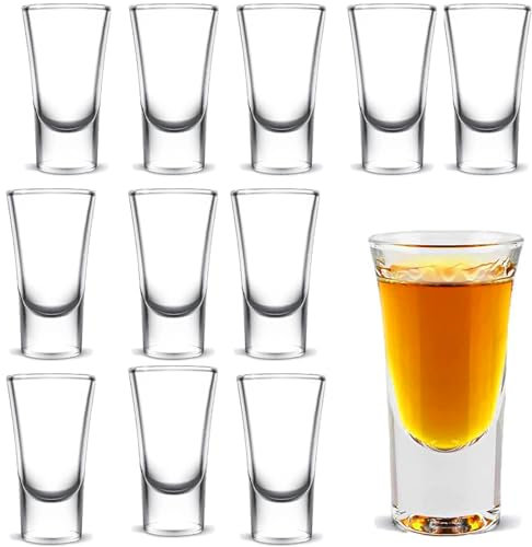JIAAXYC Verres à Liqueur 30ml, Verre Shooter Lot de, 12 Pièces, Vodka en Cristal Transparent, Faciles à Nettoyer, pour Brandy, Whisky, Tequila, Gin, Vodka, Transparent