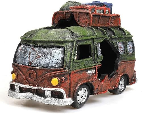 S-Lifeeling Aquarium-Dekoration für Bus, Auto, Aquarium, Thematische Ornamente – Harzmaterial, Betta-Versteck Höhlen (Bus)