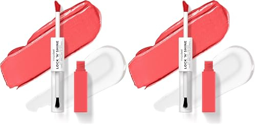 Wet n Wild Megalast Lock n' Shine, Dual-Ended Lip Color and Clear Gloss, Vitamin E and Jojoba Oil Enriched Formula, Shining Hybiscus Shade (Pack of 2)