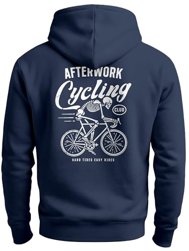 Neverless® Herren Hoodie Backprint Fahrrad Bike Afterwork Cycling Skelett Grafik Kapuzen-Pullover Männer Fashion Streetstyle