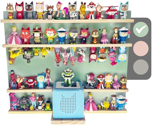 heqxwl Regal für mehrere Puppen, magnetisches Wandregal für Kinder zum Spielen und Sammeln, kompatibel mit Player Audio Wackelkopfpuppen (Grün, Große)