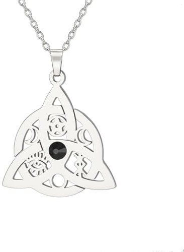 Dreifache Göttin Triquetra Halskette für Frauen Irische Christliche Hexe Dreifaltigkeitsknoten Halskette Keltischer Knoten Anhänger Heidnisches Amulett Triskele Schmuck Geschenke Männer (silber)