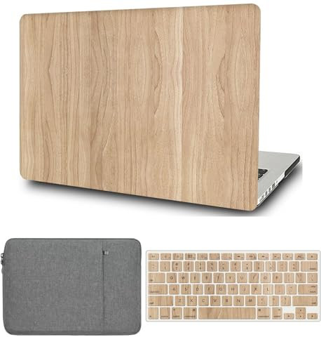 FFBOFFC Case Compatible with Old Version MacBook Pro 13 inch Case 2012 2011 2010 2009 2008 Model A1278 with CD-ROM, Plastic Hard Shell Case & Keyboard Cover Skin & Sleeve Bag, Wood grain