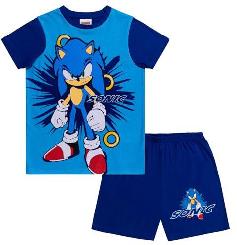 SONIC THE HEDGEHOG Boys Pyjamas Short PJs Set, Gaming Nightwear for Boys, Official Sonic Merchandise