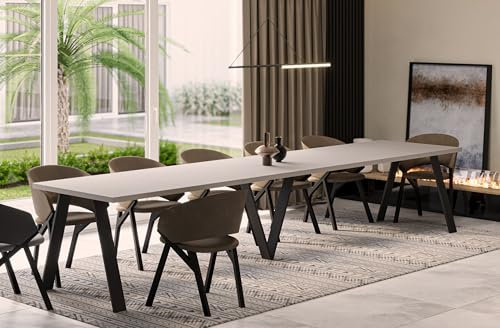 Endo-Moebel XXL Esstisch Lungo 130 cm - 405 cm erweiterbar Küchentisch bis 12 Personen ausziehbar (Kaschmir Beige)