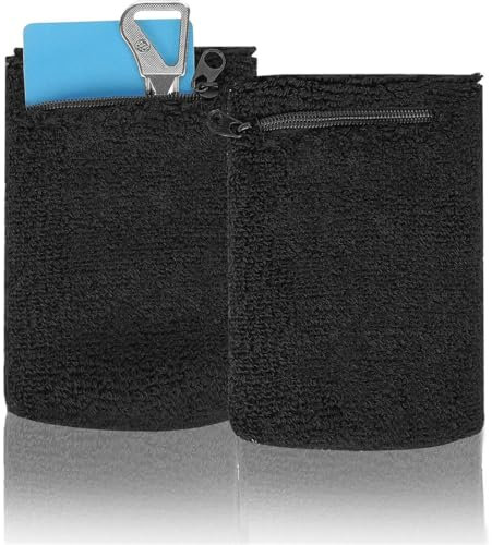 AFCJLTO 2 Stück Schweißband Sport Wristband, Handgelenktasche mit Praktischer Reißverschlusstasche, Baumwoll Schweißband Arm,Wrist Wallet, für Fußball,Basketball und Tennis Sport